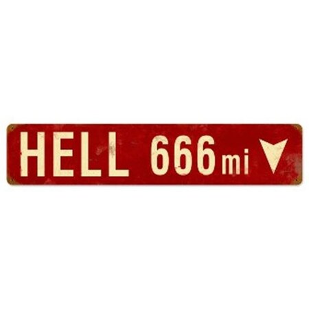 Hell 666 Miles Street Signs Vintage Metal Sign